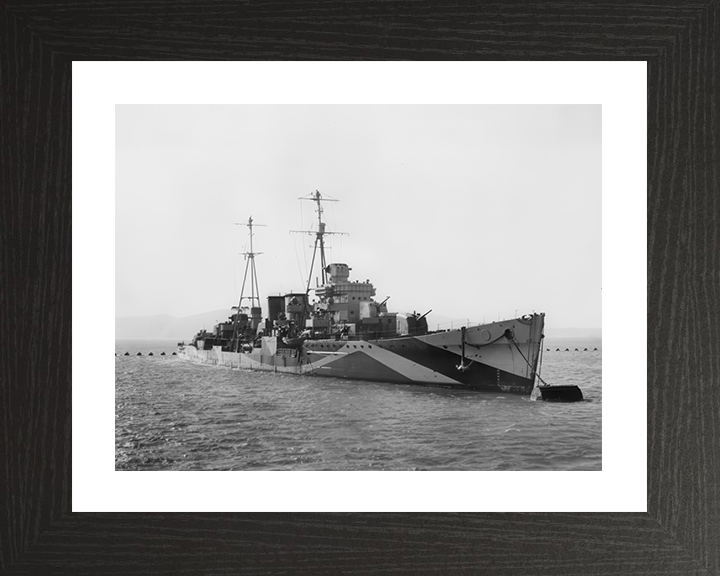 HMS Delhi (D47) Photo Print - At A Buoy 1942 - Royal Navy Danae Class Cruiser Hampshire Prints 10 x 8 Black Frame Yes
