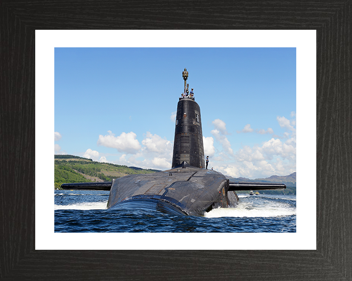 HMS Victorious (S29) Photo Print - Departs HMNB Clyde - Royal Navy Vanguard Class Submarine Hampshire Prints 10 x 8 Black Frame Yes