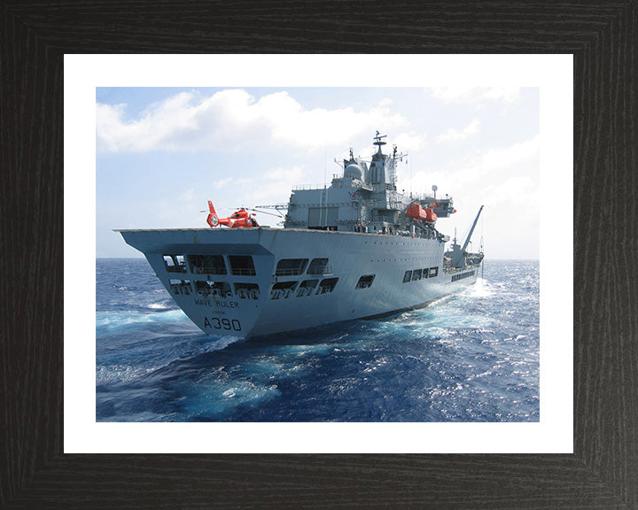 RFA Wave Ruler (A390) Photo Print - Starboard Quarter View - Royal Fleet Auxiliary Wave Class Fleet Tanker Hampshire Prints 10 x 8 Black Frame Yes
