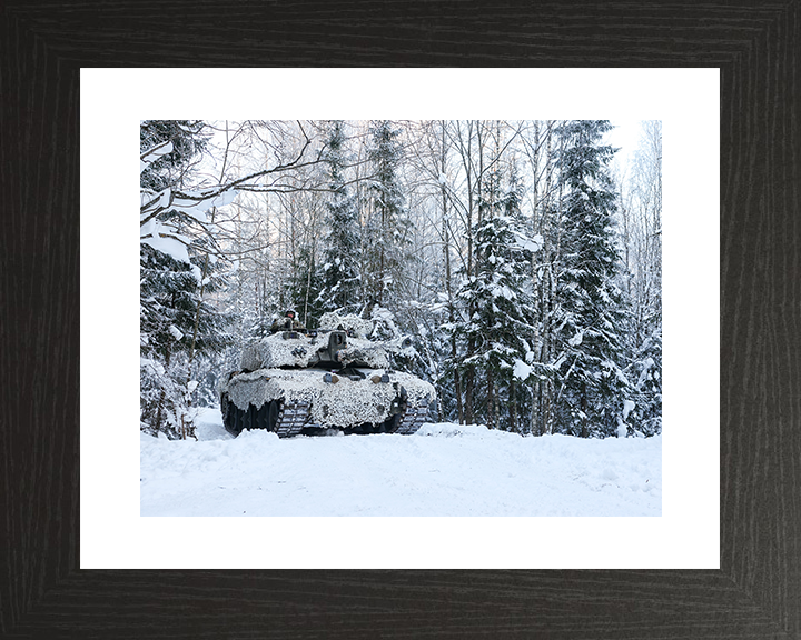 Challenger 2 Main in the snow British Army Vehicle Photo Print Wall Art Military Decor UK Posters, Prints, & Visual Artwork Hampshire Prints 10 x 8 Black Frame Yes