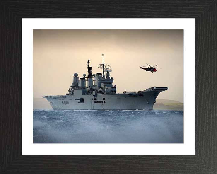HMS Ark Royal (R07) Photo Print - Off Scotland 2010 - Royal Navy Invincible Class Aircraft Carrier Hampshire Prints 10 x 8 Black Frame Yes