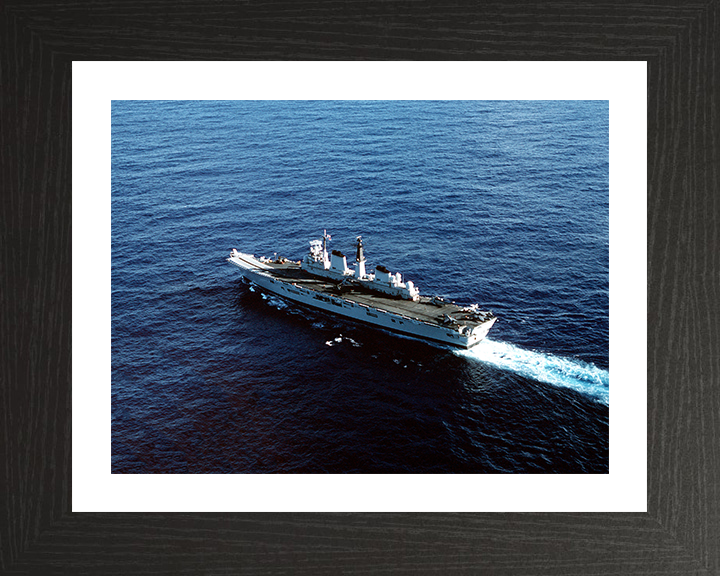 HMS Invincible (R05) Photo Print - At Sea 1990 - Royal Navy Invincible Class Aircraft Carrier Hampshire Prints 10 x 8 Black Frame Yes