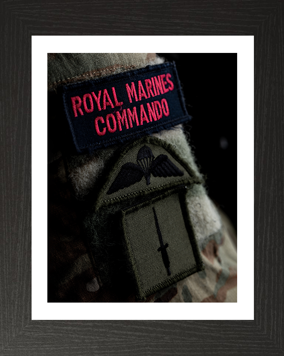 Royal Marines Commando Uniform Patches Closeup Photo Print Hampshire Prints 10 x 8 Black Frame Yes