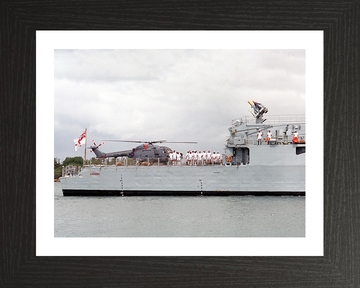 HMS Amazon (F169) Photo Print - Pearl Harbour 1986 - Royal Navy Type 21 Frigate Hampshire Prints 10 x 8 Black Frame Yes