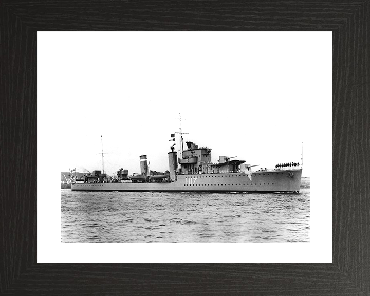 HMS Escapade (H17) - Entering Harbour - Royal Navy E Class Destroyer Photo Print Wall Art Naval Decor UK Posters, Prints, & Visual Artwork Hampshire Prints 10 x 8 Black Frame Yes