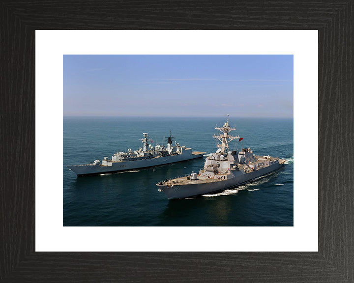 HMS Cumberland (F85) Photo Print - Alongside USS Winston S. Churchill - - Royal Navy Type 22 Frigate Hampshire Prints 10 x 8 Black Frame Yes