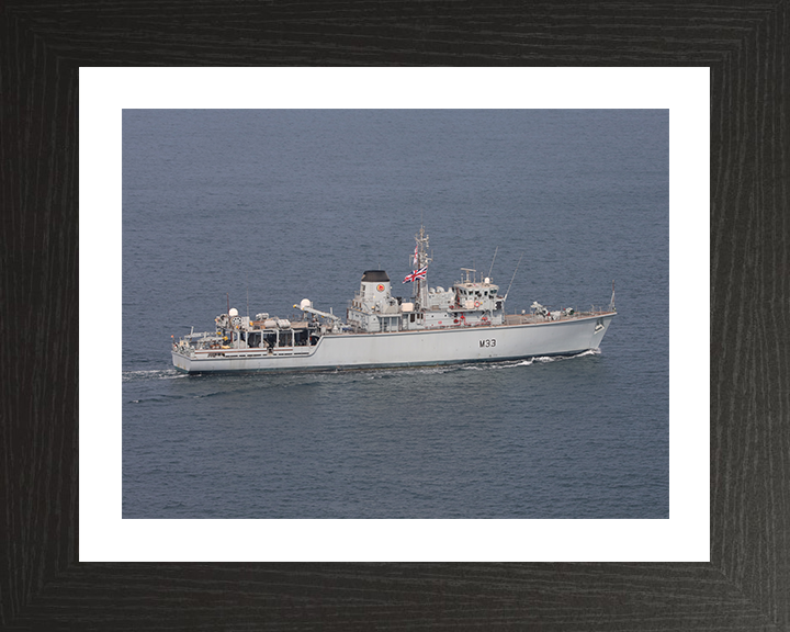 HMS Brocklesby (M33) Photo Print - At Sea 2020 - Royal Navy Hunt Class Mine Warfare Vessel Hampshire Prints 10 x 8 Black Frame Yes