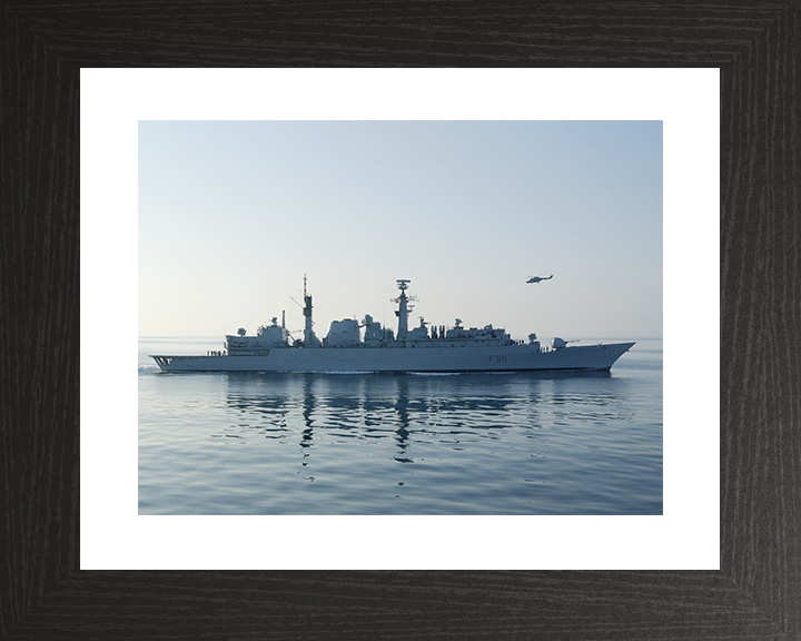 HMS Campbeltown (F86) Royal Navy Type 22 Frigate Starboard Beam Reflections Photo Print Wall Art Decor Posters, Prints, & Visual Artwork Hampshire Prints 10 x 8 Black Frame Yes