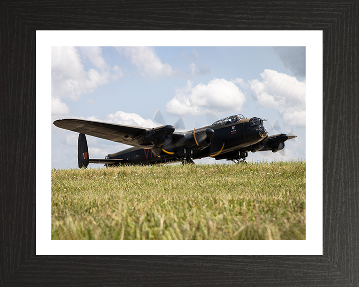 RAF Lancaster Bomber Before Takeoff Photo Print - Royal Air Force Aircraft Hampshire Prints 10 x 8 Black Frame Yes