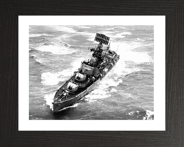 HMS Agincourt (D86) Photo Print - Port Bow View 1962 - Royal Navy Battle Class Destroyer Posters, Prints, & Visual Artwork Hampshire Prints 10 x 8 Black Frame Yes
