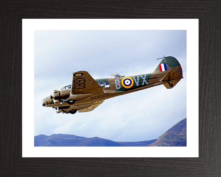RAF Avro Anson twin-engine in Flight Photo Print - Royal Air Force Aircraft Hampshire Prints 10 x 8 Black Frame Yes