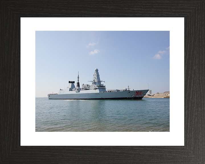 HMS Dragon (D35) Royal Navy Type 45 Destroyer Entering Portsmouth Photo Print Wall Art Decor Posters, Prints, & Visual Artwork Hampshire Prints 10 x 8 Black Frame Yes