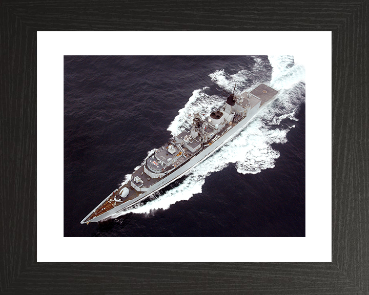 HMS Chatham (F87) Royal Navy Type 22 Frigate From The Air Photo Print Wall Art Decor Posters, Prints, & Visual Artwork Hampshire Prints 10 x 8 Black Frame Yes