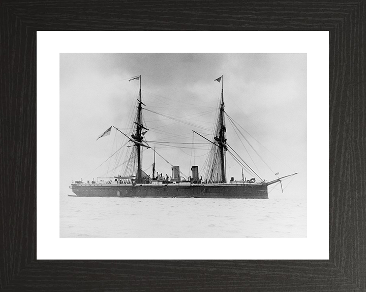 HMS Temeraire (1876) Photo Print - Paying Off 1891 - Royal Navy Ironclad Battleship Hampshire Prints 10 x 8 Black Frame Yes