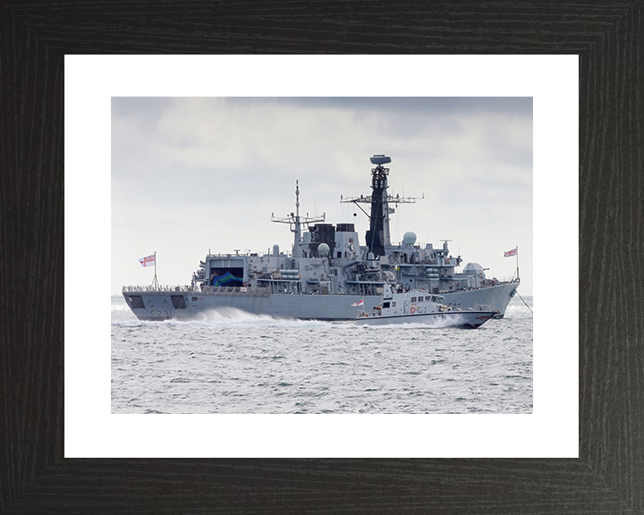 HMS Argyll (F231) Royal Navy Type 23 Frigate With P2000 Wall Art Photo Print Naval Decor Posters, Prints, & Visual Artwork Hampshire Prints 10 x 8 Black Frame Yes