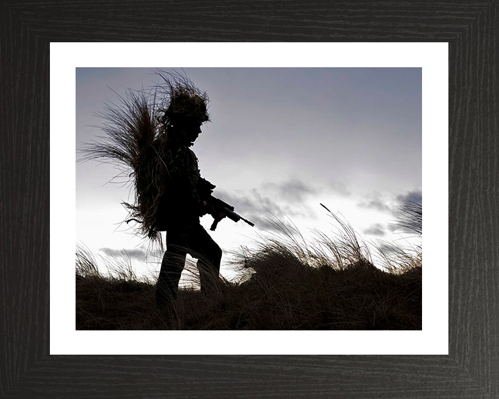 RAF Regiment Gunner Silhouette Photo Print - Royal Air Force Hampshire Prints 10 x 8 Black Frame Yes