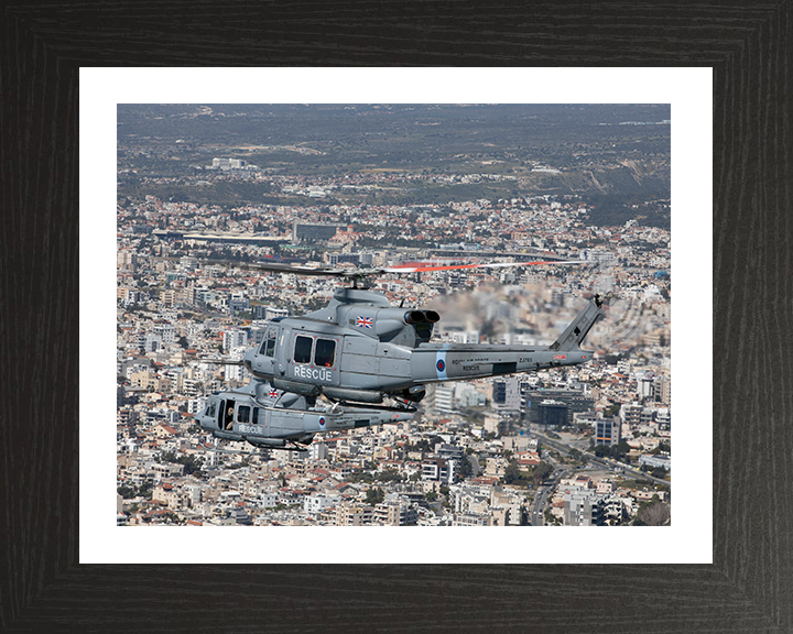 RAF Griffin HA2 Helicopters in flight Photo Print - Royal Air Force Aircraft Hampshire Prints 10 x 8 Black Frame Yes