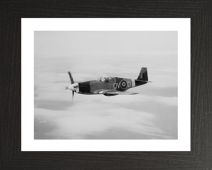 RAF Mustang III in Flight Photo Print - Royal Air Force Aircraft Hampshire Prints 10 x 8 Black Frame Yes