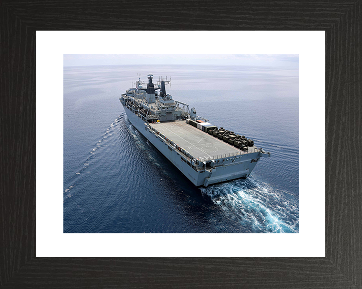 HMS Albion (L14) Royal Navy Albion Class Amphibious Ship High Starboard Quarter View Photo Print Wall Art Naval Decor Posters, Prints, & Visual Artwork Hampshire Prints 10 x 8 Black Frame Yes