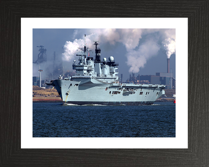 HMS Illustrious (R06) Photo Print - Amsterdam 2009 - Royal Navy Invincible Class Aircraft Carrier Hampshire Prints 10 x 8 Black Frame Yes