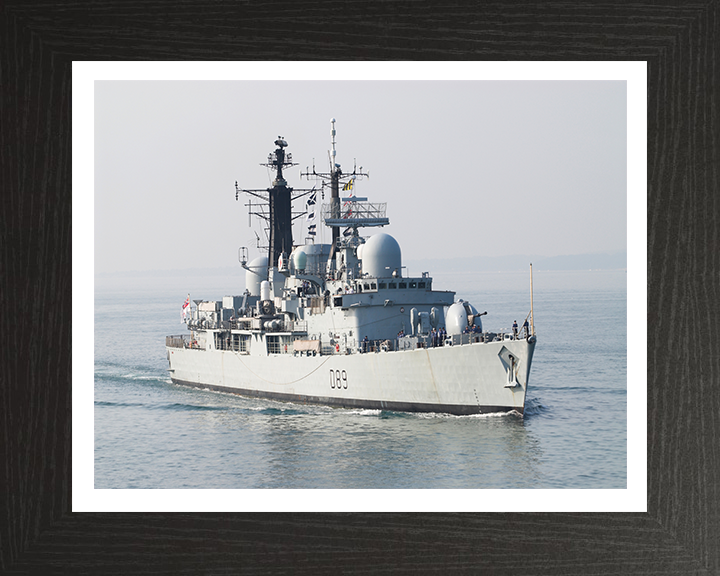 HMS Exeter (D89) Photo Print - Starboard Bow View - Royal Navy Type 42 Destroyer Posters, Prints, & Visual Artwork Hampshire Prints 10 x 8 Black Frame Yes