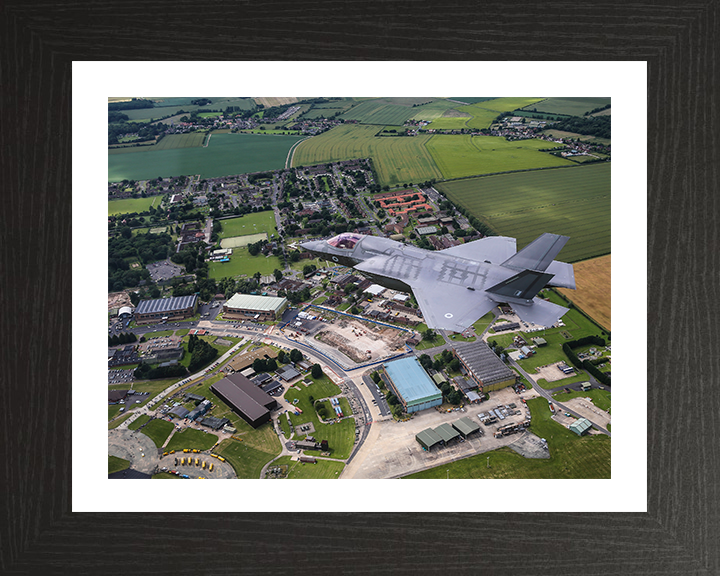 RAF F-35B flying over RAF Marham Photo Print - Royal Air Force Aircraft Hampshire Prints 10 x 8 Black Frame Yes