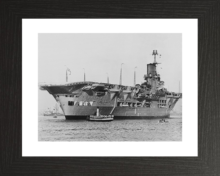 HMS Ark Royal (91) Royal Navy Aircraft Carrier At Anchor Photo Print Wall Art Decor Posters, Prints, & Visual Artwork Hampshire Prints 10 x 8 Black Frame Yes