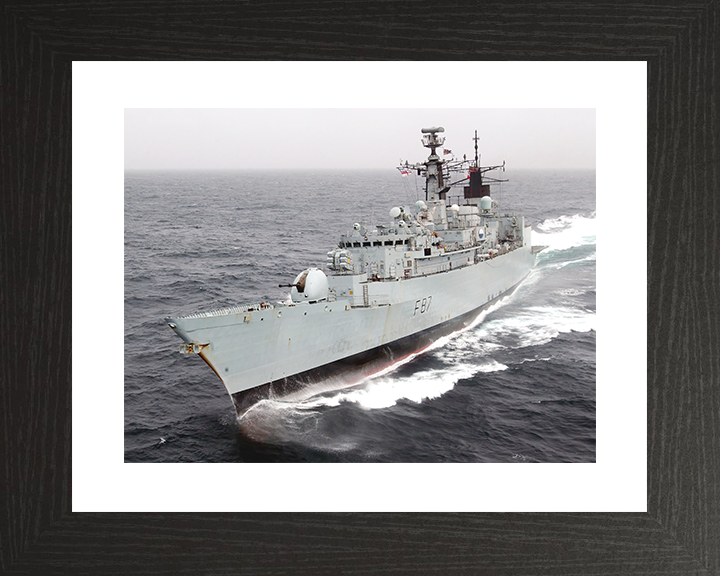 HMS Chatham (F87) Royal Navy Type 22 Frigate Underway Port Bow View Photo Print Wall Art Decor Posters, Prints, & Visual Artwork Hampshire Prints 10 x 8 Black Frame Yes