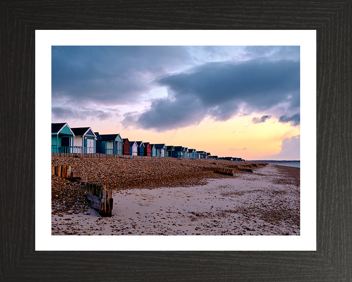 Calshot beach Huts Hampshire at sunset Photo Print - Canvas - Framed Photo Print - Hampshire Prints