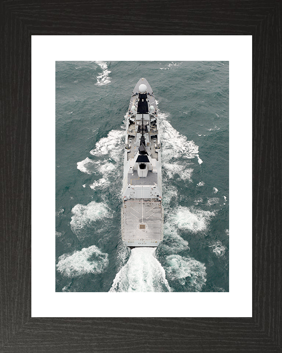 HMS Daring (D32) Royal Navy Type 45 Destroyer High Stern View Photo Print Wall Art Decor Posters, Prints, & Visual Artwork Hampshire Prints 10 x 8 Black Frame Yes
