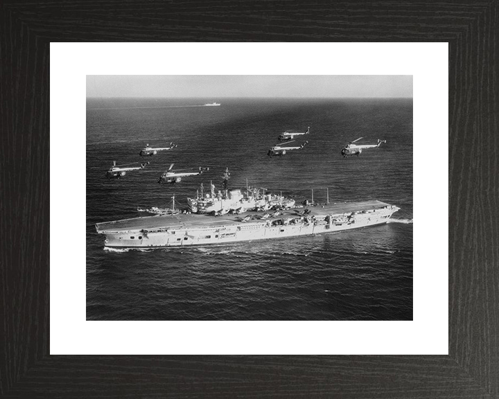 HMS Ark Royal (R09) Royal Navy Audacious Class Aircraft Carrier Whirlwind Flyover 1960 Photo Print Wall Art Decor Posters, Prints, & Visual Artwork Hampshire Prints 10 x 8 Black Frame Yes