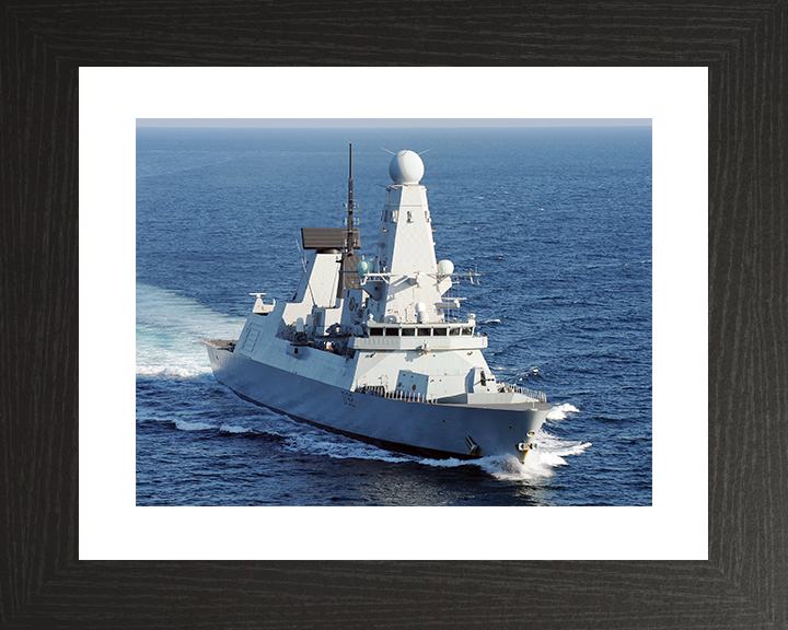 HMS Daring (D32) Royal Navy Type 45 Destroyer Starboard Bow View Photo Print Wall Art Decor Posters, Prints, & Visual Artwork Hampshire Prints 10 x 8 Black Frame Yes