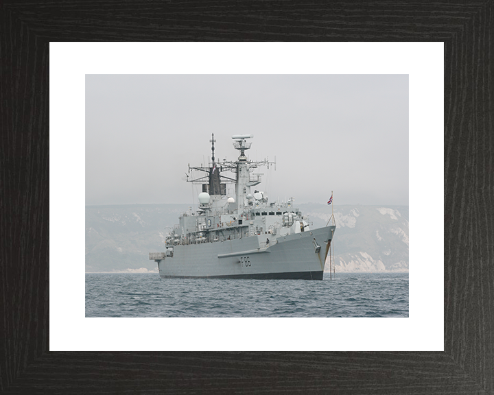 HMS Campbeltown (F86) Royal Navy Type 22 Frigate At Anchor Photo Print Wall Art Decor Posters, Prints, & Visual Artwork Hampshire Prints 10 x 8 Black Frame Yes