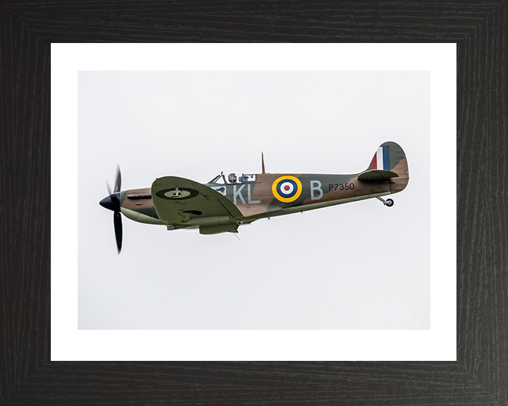RAF Spitfire MK11a in flight Photo Print - Royal Air Force Aircraft Hampshire Prints 10 x 8 Black Frame Yes