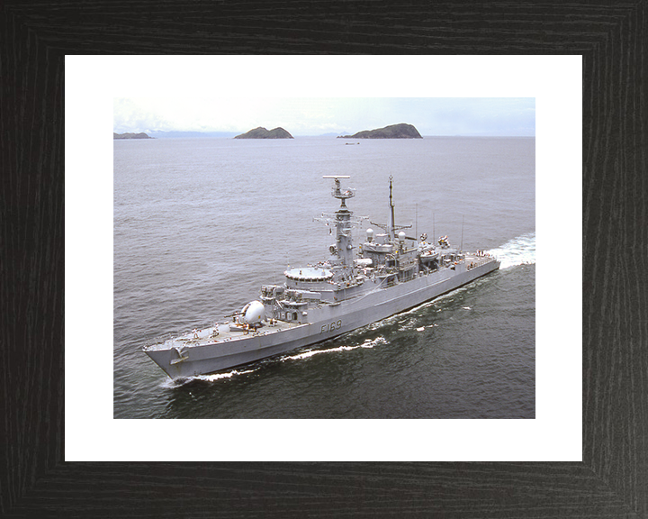 HMS Amazon (F169) Royal Navy Type 21 Frigate High Starboard Bow View Photo Print Wall Art Decor Posters, Prints, & Visual Artwork Hampshire Prints 10 x 8 Black Frame Yes