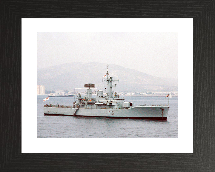 HMS Diomede (F16) Royal Navy Leander Class Frigate Starboard View at Anchor Photo Print Wall Art Decor Posters, Prints, & Visual Artwork Hampshire Prints 10 x 8 Black Frame Yes