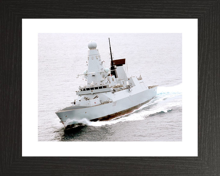 HMS Daring (D32) Royal Navy Type 45 Destroyer High Port Bow View Photo Print Wall Art Decor Posters, Prints, & Visual Artwork Hampshire Prints 10 x 8 Black Frame Yes