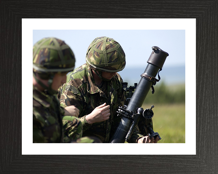 RAF Regiment with a 81mm Mortar Photo Print - Royal Air Force Hampshire Prints 10 x 8 Black Frame Yes
