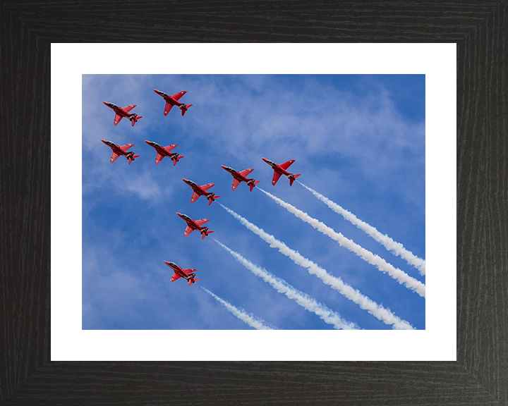 RAF Red Arrows in Formation 2025 Photo Print - Royal Air Force Aircraft Hampshire Prints 10 x 8 Black Frame Yes