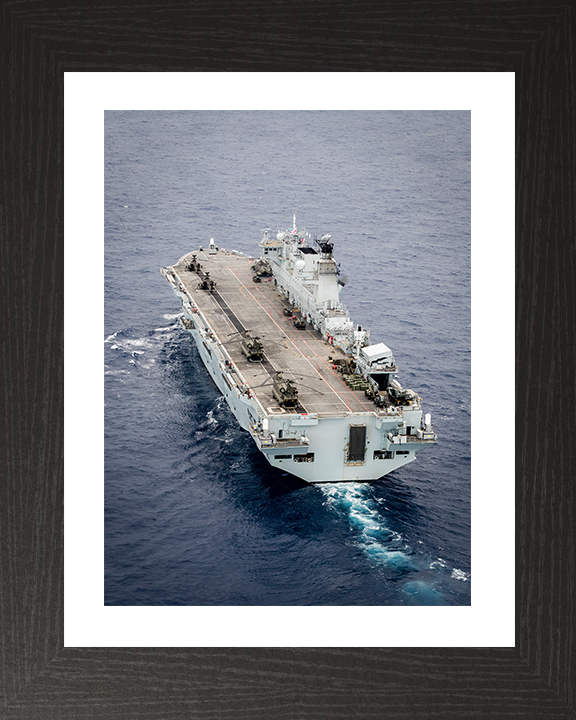 HMS Ocean (L12) Photo Print - Stern View 2016 - Royal Navy Landing Platform Helicopter Hampshire Prints 10 x 8 Black Frame Yes