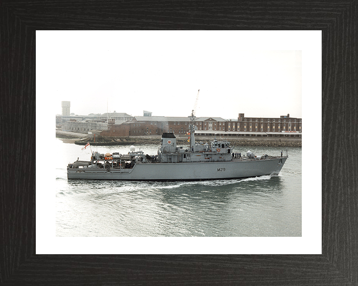 HMS Brecon (M29) Photo Print - Entering Portsmouth 1996 - Royal Navy Hunt Class Mine Warfare Vessel