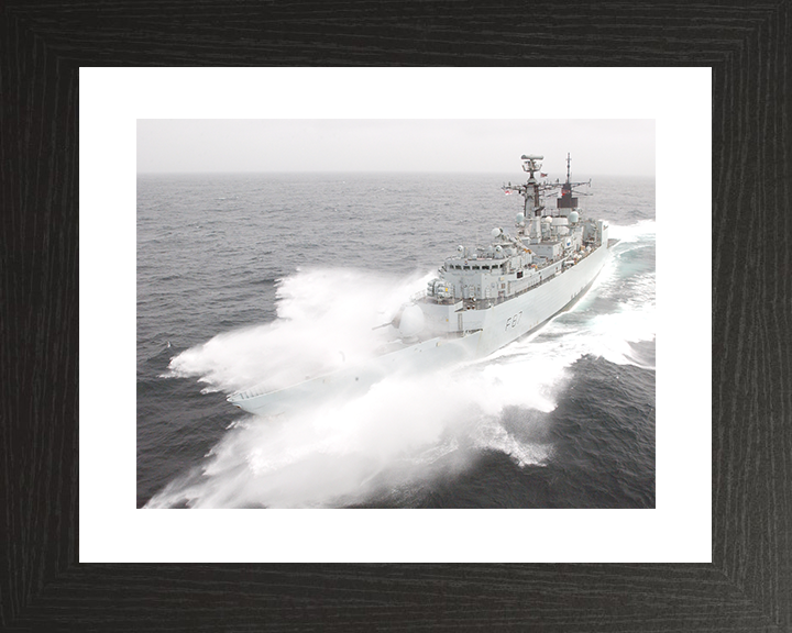 HMS Chatham (F87) Royal Navy Type 22 Frigate Breaking Waves Photo Print Wall Art Decor Posters, Prints, & Visual Artwork Hampshire Prints 10 x 8 Black Frame Yes