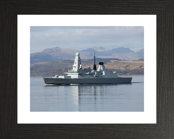 HMS Defender (D36) Royal Navy Type 45 Destroyer Port Side Reflections Photo Print Wall Art Decor Posters, Prints, & Visual Artwork Hampshire Prints 10 x 8 Black Frame Yes