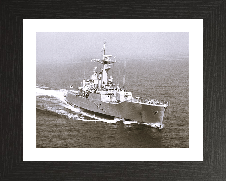 HMS Lowestoft (F103) - Underway 1970 - Royal Navy Rothesay Class Frigate Photo Print Wall Art Naval Decor UK Posters, Prints, & Visual Artwork Hampshire Prints 10 x 8 Black Frame Yes