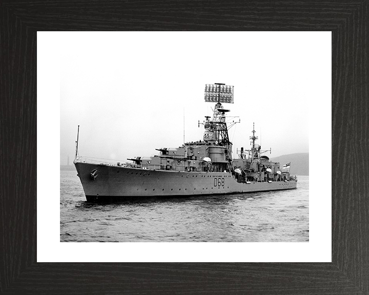 HMS Barrosa (D68) Photo Print - At Sea 1963 - Royal Navy Battle Class Destroyer Posters, Prints, & Visual Artwork Hampshire Prints 10 x 8 Black Frame Yes