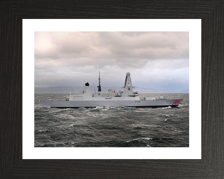 HMS Dragon (D35) Photo Print - During Sea Trials - Royal Navy Type 45 Destroyer Hampshire Prints 10 x 8 Black Frame Yes