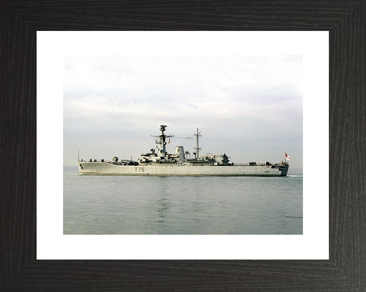 HMS Charybdis (F75) Royal Navy Leander Class Frigate Port Beam View Photo Print Wall Art Decor Posters, Prints, & Visual Artwork Hampshire Prints 10 x 8 Black Frame Yes
