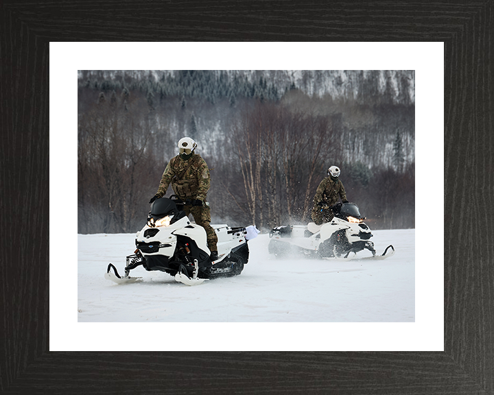 Royal Marine Commandos Ride a Snowmobile Norway 2026 Photo Print - 45 Commando Posters, Prints, & Visual Artwork Hampshire Prints 10 x 8 Black Frame Yes