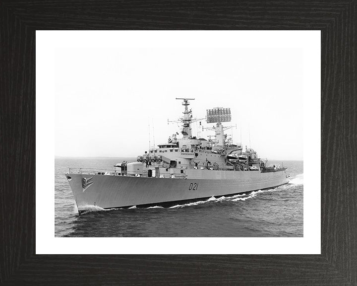 HMS Norfolk (D21) Photo Print - Low Port Side View - Royal Navy County Class Destroyer Hampshire Prints 10 x 8 Black Frame Yes