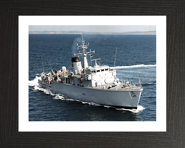 HMS Quorn (M41) Photo Print - Off Devonport 1999 - Royal Navy Hunt Class Minehunter